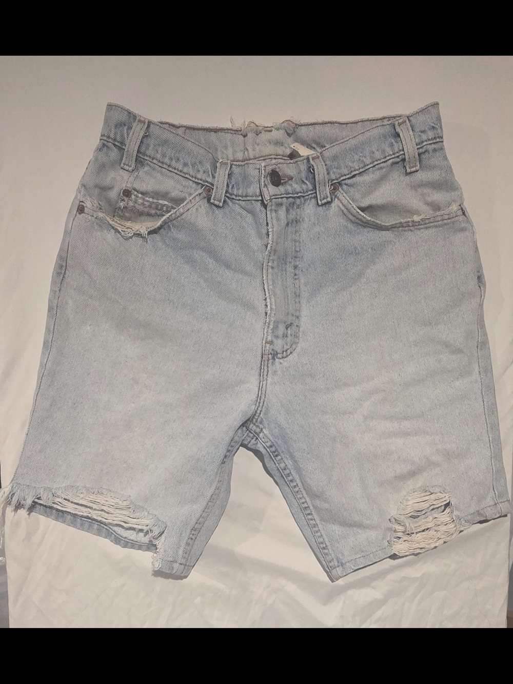 Vintage Levi's Blue Distressed Cutoff Jean Shorts Made In USA.